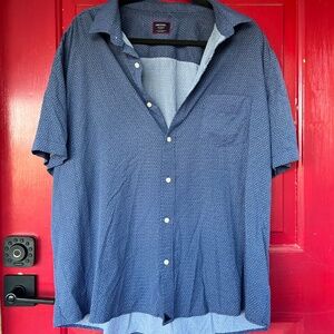 Untuck-It XXL Men's Casual Business Attire Short Sleeve Blue Patterned Polos